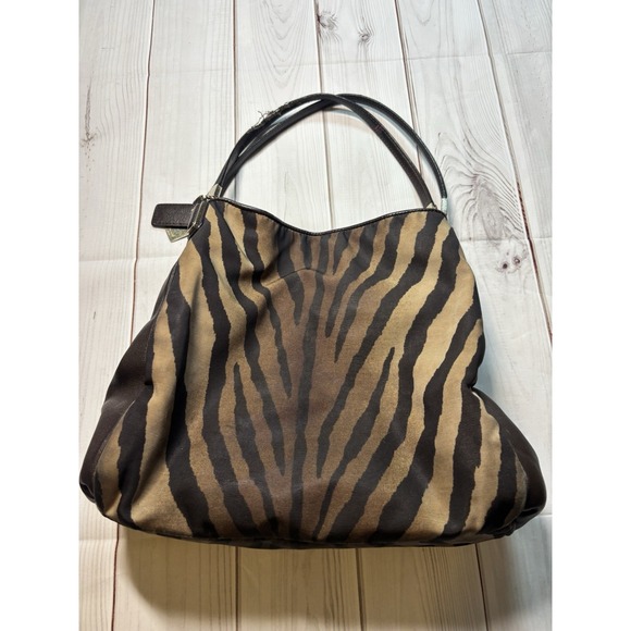 Coach Handbags - Vintage Coach Madison Zebra Print Shoulder Bag Purse Hobo Brown Leather